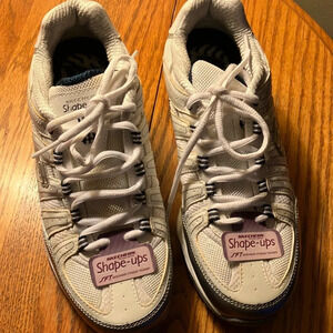 Skechers Shape-ups Ups SRT Women’s Sz 8 white/silver/dark blue/grey sneakers NEW